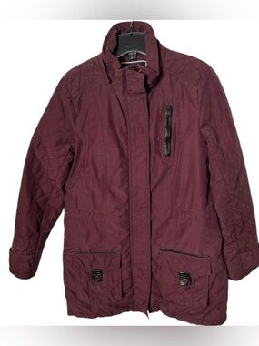 RW & Co Quilted Burgundy Utility chore Jacket,XS, missing hood,scratched snaps